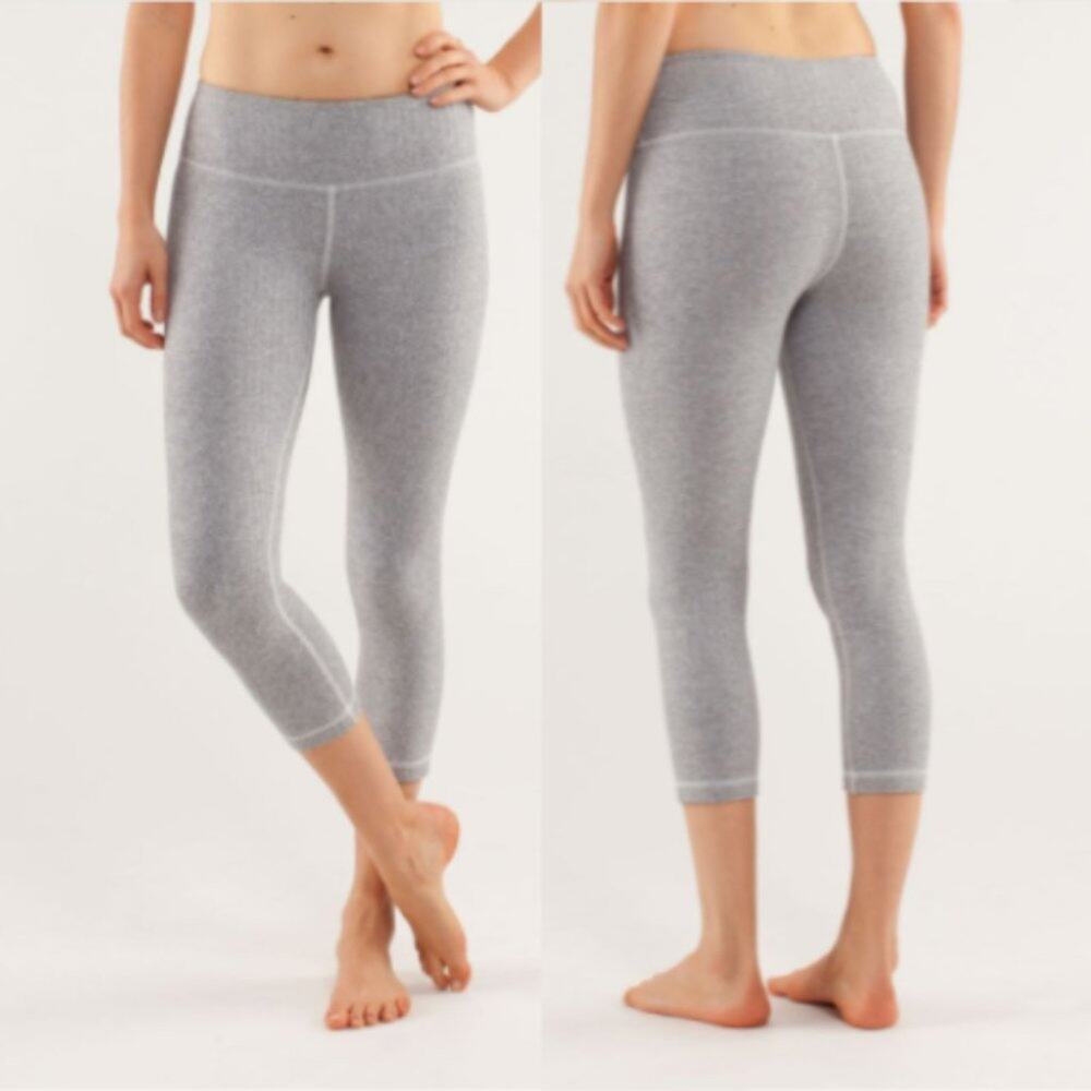 Lululemon Wunder Under Crop Leggings in Herringbone White Black